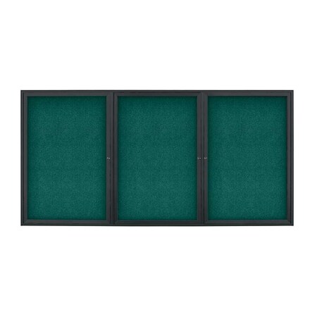 United Visual Products Sliding Door Indoor Enclosed Corkboard, 9 UV9030ACS-SATIN-KEYLIME